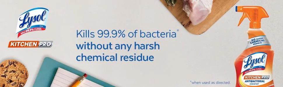 Lysol Kitchen Pro Antibacterial Cleaner Trigger, Orange , 22 oz - Escherichia coli,O157:H7, Salmonella enterica, Staphylococcus aureus