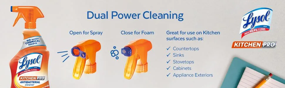 Lysol Kitchen Pro Antibacterial Cleaner Trigger, Orange , 22 oz - product information 7