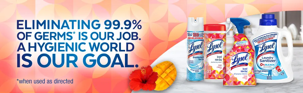 Lysol Disinfectant Wipes, Multi-Surface Antibacterial Cleaning Wipes, for Disinfecting and Cleaning, Mango and Hibiscus Scent, 35ct - Lysol Wipes 99.9% of germs if our job. A hygienic world is our goal.