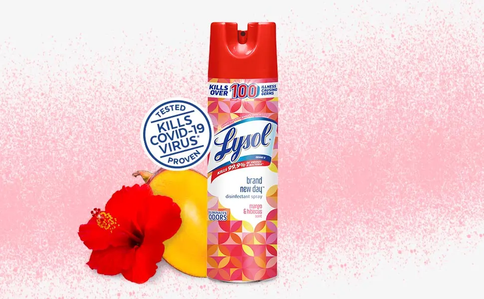 Lysol Disinfectant Spray, Sanitizing and Antibacterial Spray, For Disinfecting and Deodorizing, Mango & Hibiscus Scent, 19 Fl Oz, (Packaging May Vary) - Lysol Disinfectant Spray Mango & Hibiscus 19oz