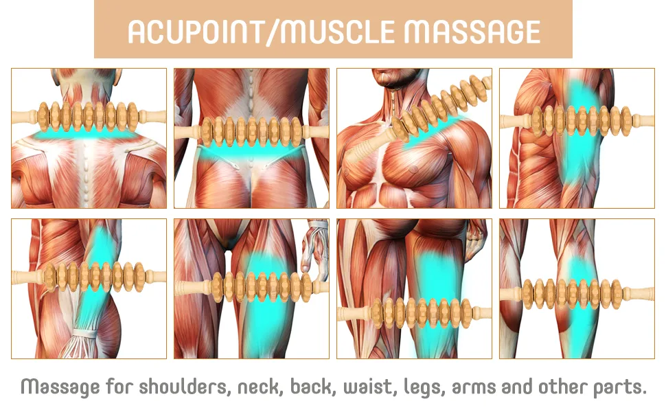 Lymphatic Drainage Massager,Wood Therapy Massage Tools - Muscle Roller Stick for Relax Muscles, Relieve Soreness and Eliminate Lipoedema-Includes a Massage Guide and One Box Packing Yellow - product information 4
