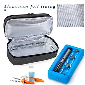 Luxja 2 Layers Insulin Case with an Ice Pack - Holds 6 Vials (10ml) or 2 Insulin Pens, Diabetic Bag with Supplies Storage Pockets, Black - insulin cooler bag