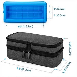 Luxja 2 Layers Insulin Case with an Ice Pack - Holds 6 Vials (10ml) or 2 Insulin Pens, Diabetic Bag with Supplies Storage Pockets, Black - insulin storage