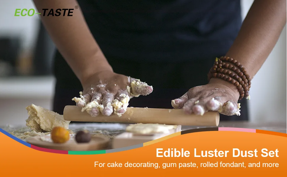 Luster Dust Set 8 Colors (3 grams each container) for Cake, Fondant, Gum Paste Set 1 - Luster Dust