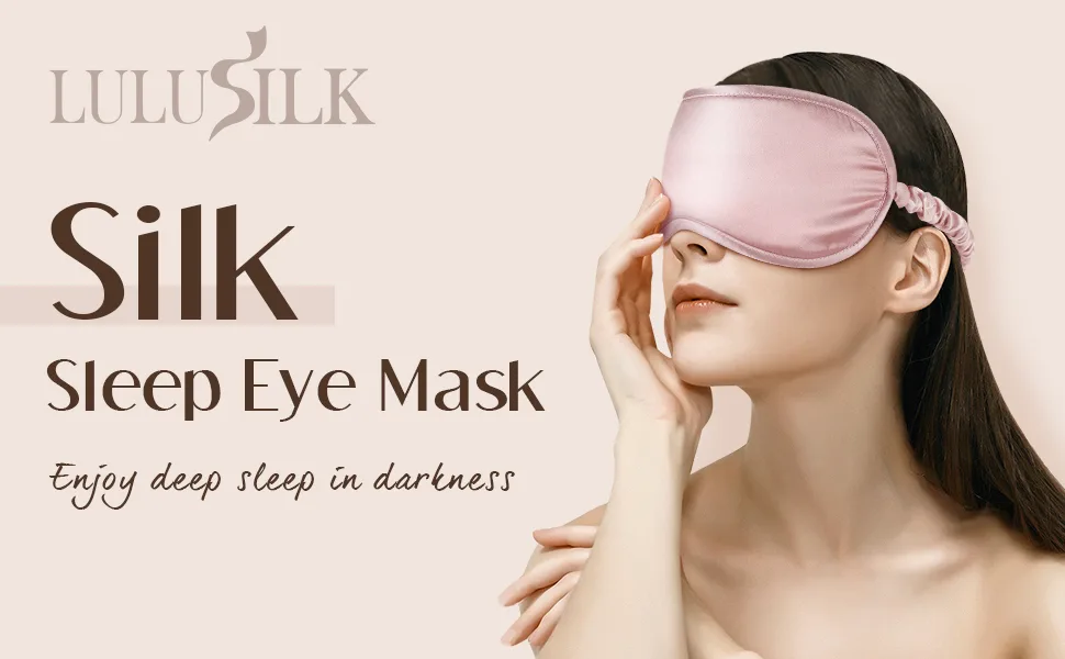 LULUSILK Mulberry Silk Sleep Eye Mask Blindfold with Elastic Strap Headband, Soft Eye Cover Eyeshade for Night Sleeping, Travel, Nap(Pink) - LULUSILK silk sleeping mask for a better beauty sleep