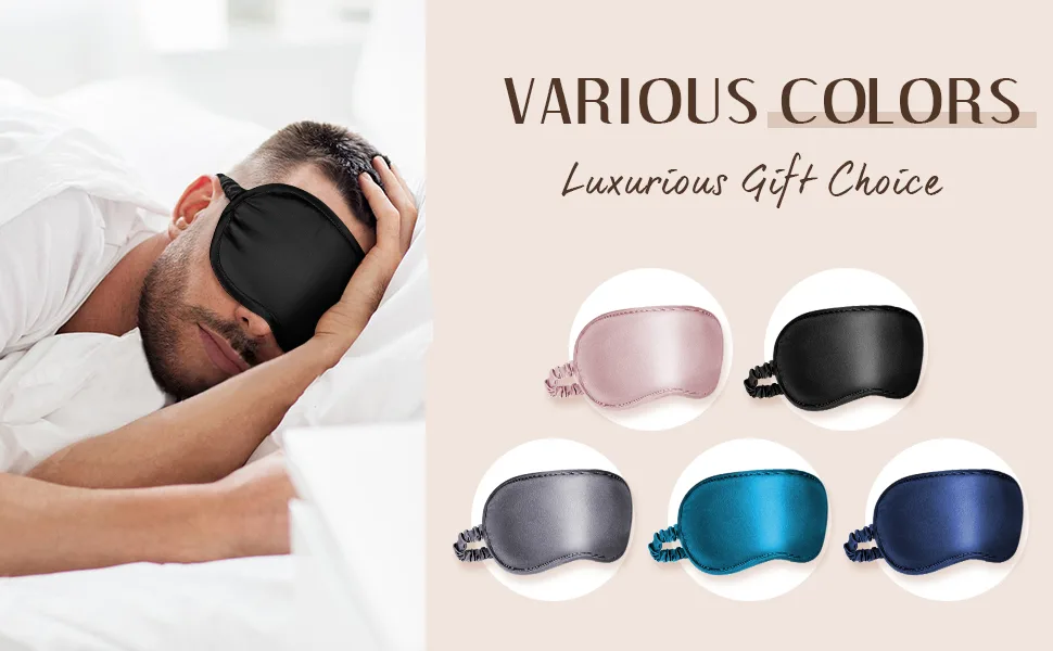 LULUSILK Mulberry Silk Sleep Eye Mask Blindfold with Elastic Strap Headband, Soft Eye Cover Eyeshade for Night Sleeping, Travel, Nap(Pink) - Various colors, multiple choices.