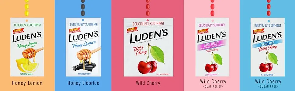 Luden's Wild Cherry Throat Drops | Deliciously Soothing | 30 Drops | 1 Bag - Luden
