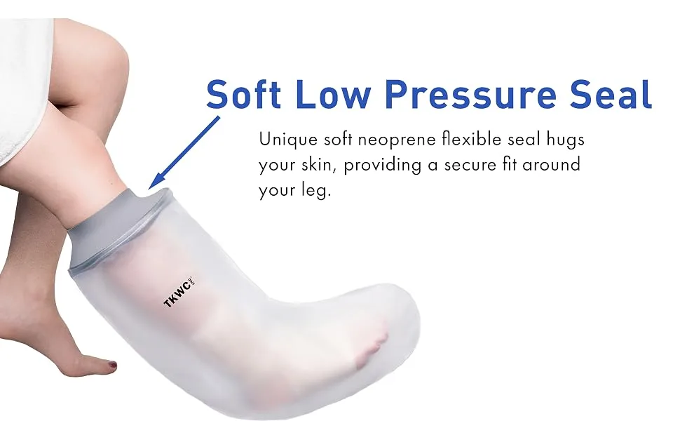 Low Pressure Seal Waterproof Cast Cover for Shower by TKWC Inc - #4738 - Low Pressure Seal - Watertight Foot Protector - Soft Low Pressure Seal