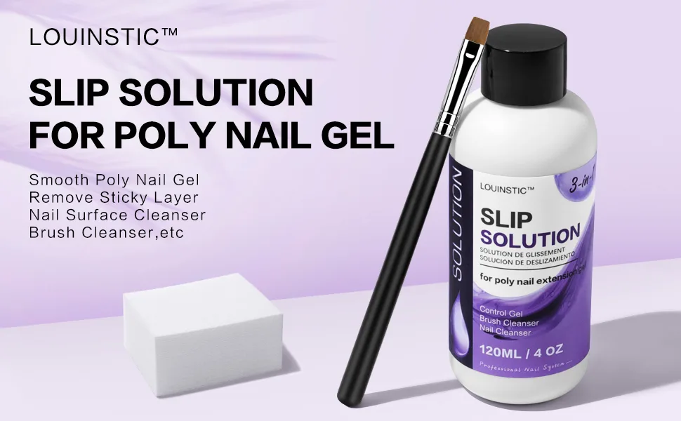 LOUINSTIC PolyGel Slip Solution 4 oz Anti-stick Polygel Nail Solutions Gel Nail Slip Liquid for Poly Nail Extension Gel - slip solution for polygel