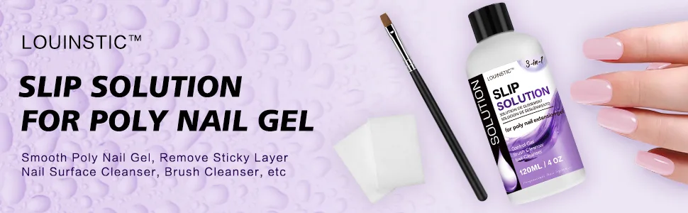 LOUINSTIC PolyGel Slip Solution 4 oz Anti-stick Polygel Nail Solutions Gel Nail Slip Liquid for Poly Nail Extension Gel - slip solution polygel