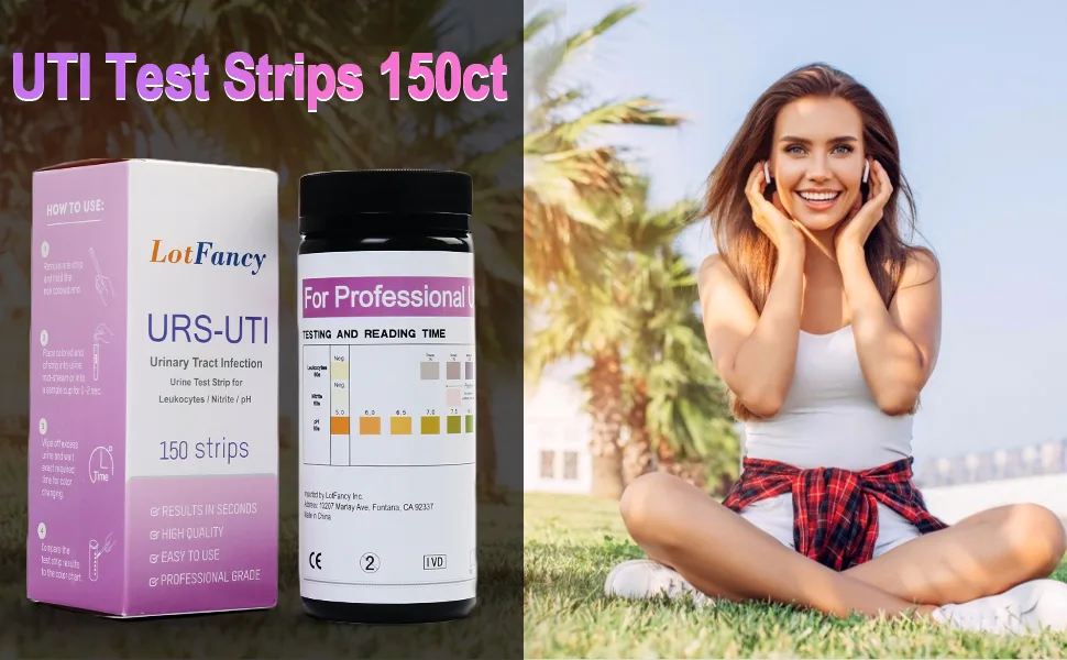 LotFancy UTI Test Strips 150ct, 3-in-1 Urine Test Strips for Leukocyte Nitrite and PH Testing, Accurate Results in 1 Minute, Medical Grade Home Test - uti strips