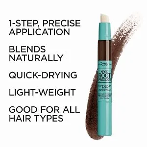 L'Oreal Paris Magic Root Precision Temporary Gray Hair Color Concealer Brush, 5 Medium Brown, 0.05 fl oz. - Root Cover Up, L