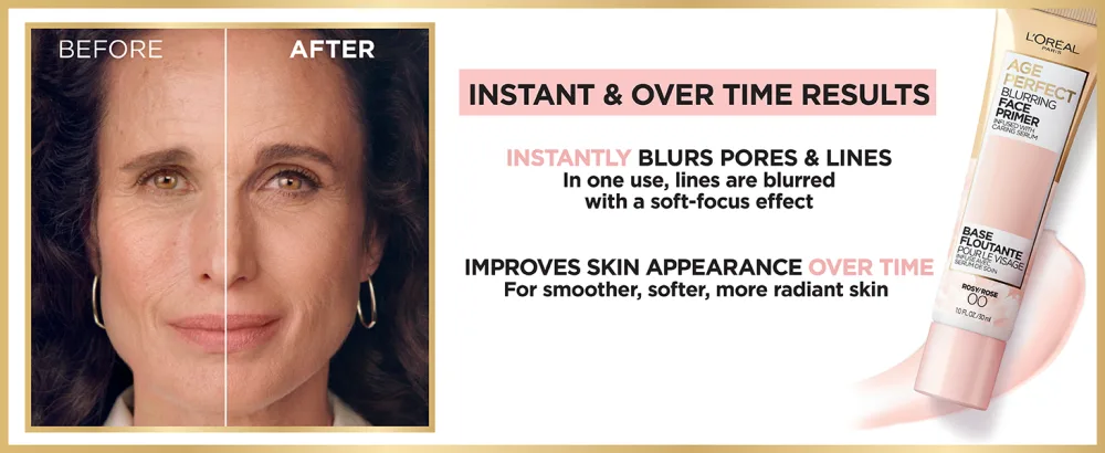 L'Oreal Paris Age Perfect Blurring Face Primer, Infused with Caring Serum, 1 fl. oz. - pore minimizing primer, moisturizing primer, makeup base, primer for fine lines, anti age primer