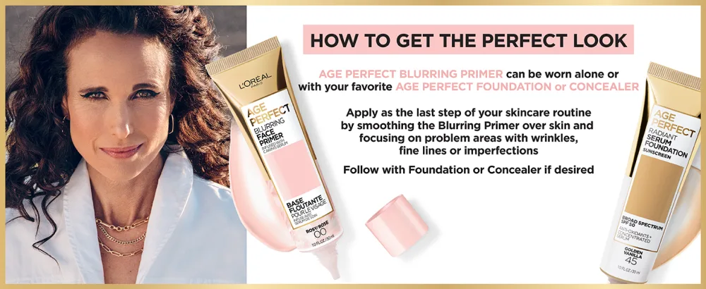L'Oreal Paris Age Perfect Blurring Face Primer, Infused with Caring Serum, 1 fl. oz. - pore minimizing primer, moisturizing primer, makeup base, primer for fine lines, anti age primer