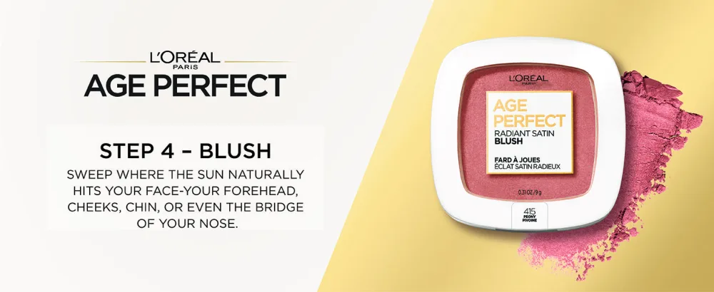 L'Oreal Paris Age Perfect 4-in-1 Tinted Face Balm Foundation with Firming Serum, Light 10, 0.61 Ounce - step 4 use blush