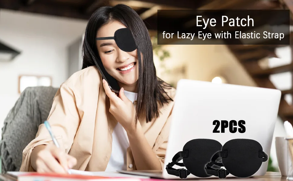 2 Pcs Eye Patch for Adults Kids 3D Adjustable Eye Patches for Amblyopia Lazy Pirate Costume(Black) - product information 5
