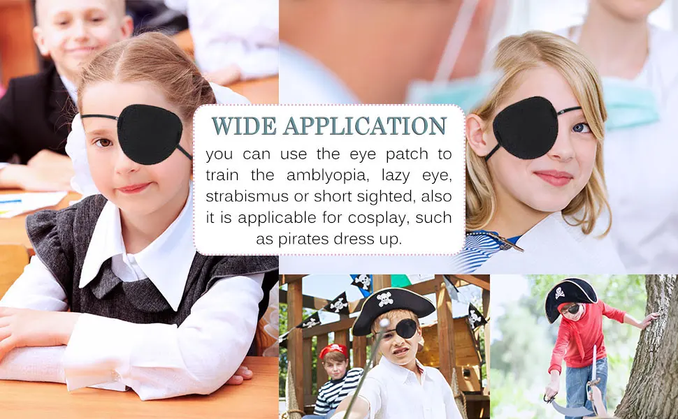 2 Pcs Eye Patch for Adults Kids 3D Adjustable Eye Patches for Amblyopia Lazy Pirate Costume(Black) - product information 6