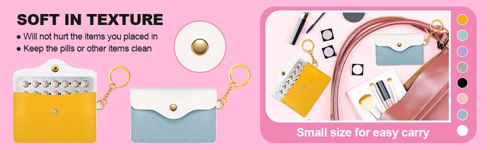 Tondiamo 2 Pack Birth Control Pill Case Sleeve Packet PU Leather Wallet Pill Holder 4.33 x 3 Inch Birth Control Pill Pouch with Key Ring for Pill Card Organizer (Black White) - product information 7