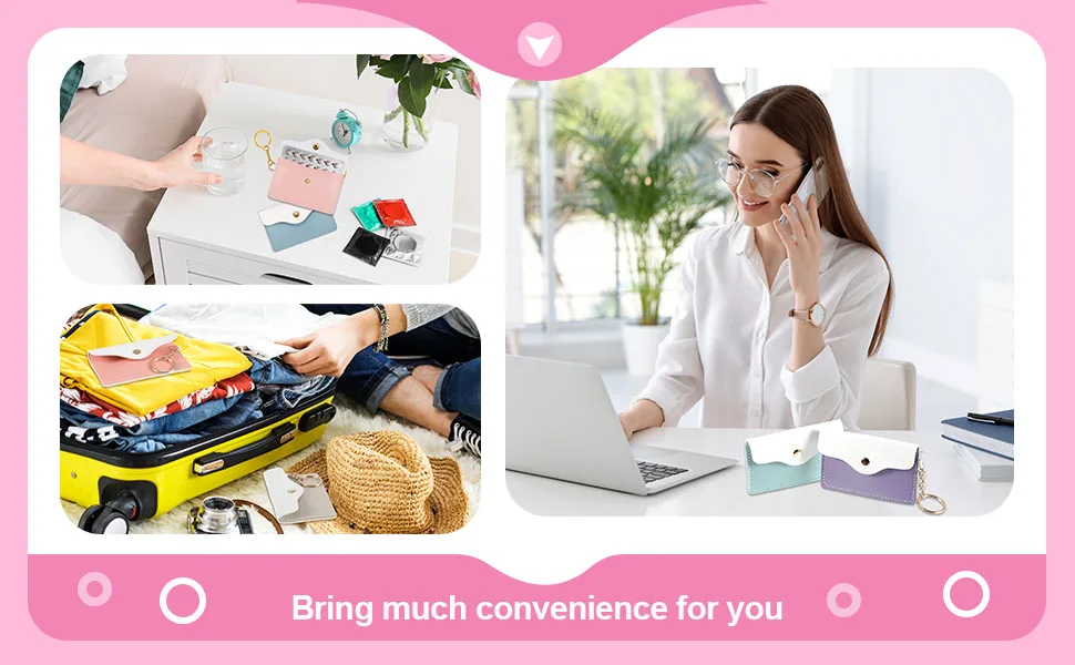 Tondiamo 2 Pack Birth Control Pill Case Sleeve Packet PU Leather Wallet Pill Holder 4.33 x 3 Inch Birth Control Pill Pouch with Key Ring for Pill Card Organizer (Black White) - product information 8