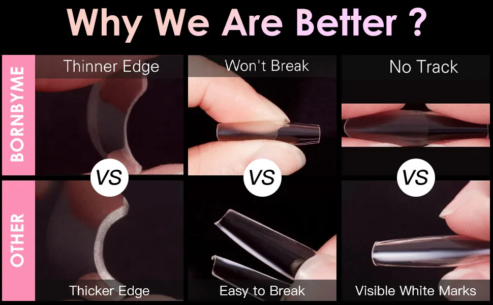 Soft Gel Nail Tips Long Stiletto 120PCS Pre Buff Full Cover Nail Extenison Tips Half Matte Gel X Nail Tips BORNBYME - nail tips
