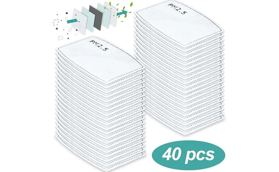 Tomorotec Kids Size Face Mask Filter Set 40-Pack 5-Layer Value Pack DIY Craft for Indoor and Outdoor Activities 40 Pcs White Kids - DIY Craft Carbon Nonwoven Meltblown Electrostatic Microfiber Layer Outdoor Anti-Pollution Dust Haze