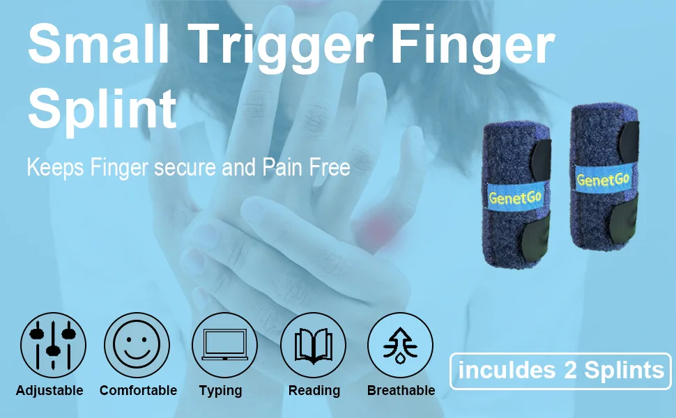 Small Trigger Finger Splint - 2 Pack Pinkie Finger Brace for Broken Finger Finger Knuckle Immobilization for Arthritis Pain Sport Injuries Blue - small finger splint