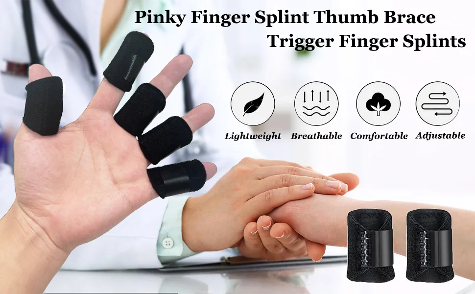 Thumb Finger Splints (5Pcs) Trigger Finger Splint Thumb Brace for Broken Fingers Straightening Arthritis Sprain Finger Protector Support for Thumb/Middle/Ring/Index/Pinky Finger - Trigger Finger Splint