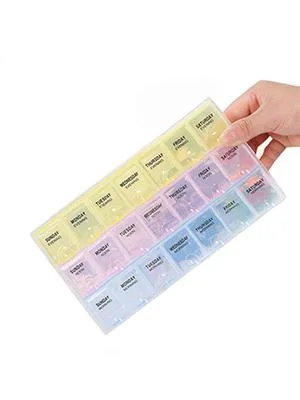 INVODA 2PCS Pill Case 7 Day Weekly Pill Box with Medication Reminder Pill Organizer - Morning Noon Evening Daily 21 Detachable Compartments (3x7) - 3 times a day pill organizer 7 day medication pill box organizer pill dispenser pill holder