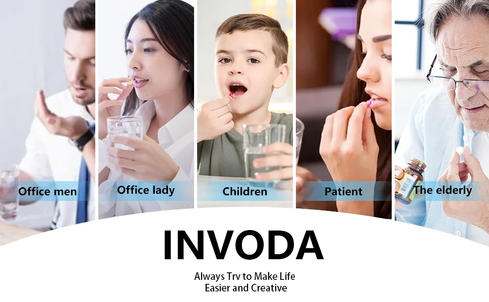 INVODA 2PCS Pill Case 7 Day Weekly Pill Box with Medication Reminder Pill Organizer - Morning Noon Evening Daily 21 Detachable Compartments (3x7) - Weekly Pill Organizer, Three-Times-a-Day