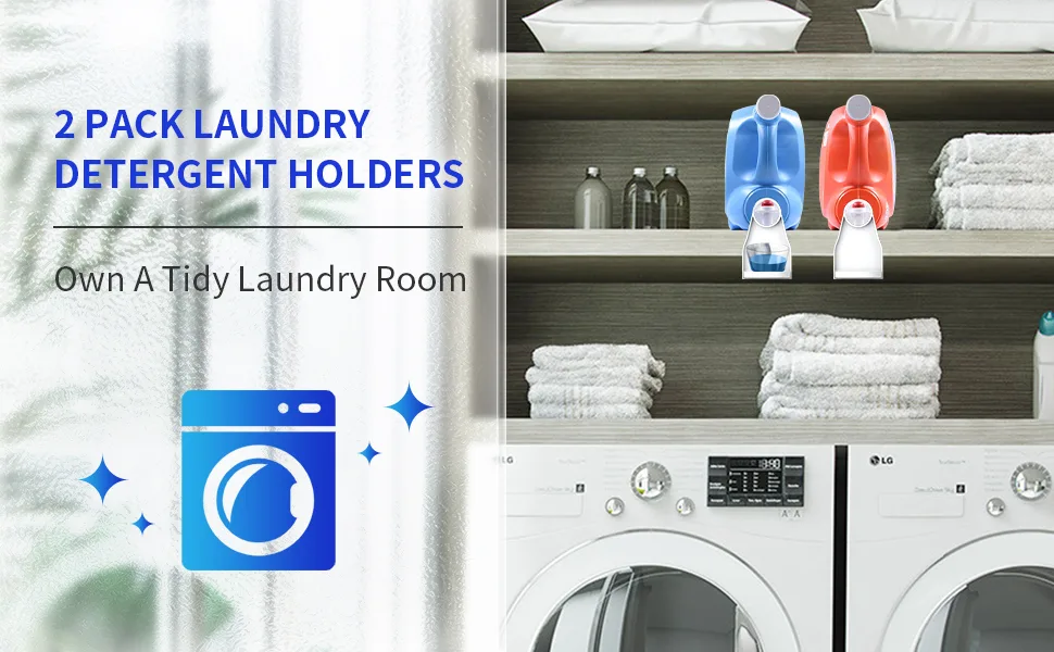  2 Pack Laundry Detergent Cup Holder Detergent Drip Catcher Laundry Organizer Clip Tight on Laundry Bottle Spouts No More Leaks or Mess with Detergent and Fabric Softener in Laundry Room - Laundry Detergent Cup Holder