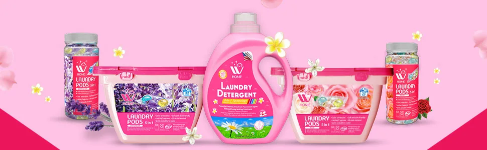 WBM 5-in-1 Laundry Detergent Pods Fabric Softener with Lavender Extracts High-Efficiency Laundry Pods with Powerful Stain Lifter Technology - 32 Count Bag 32 Count (Pack of 1) - laundry pods detergent