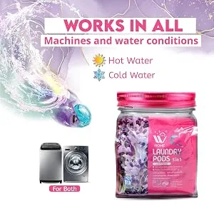 WBM 5-in-1 Laundry Detergent Pods Fabric Softener with Lavender Extracts High-Efficiency Laundry Pods with Powerful Stain Lifter Technology - 32 Count Bag 32 Count (Pack of 1) - pods