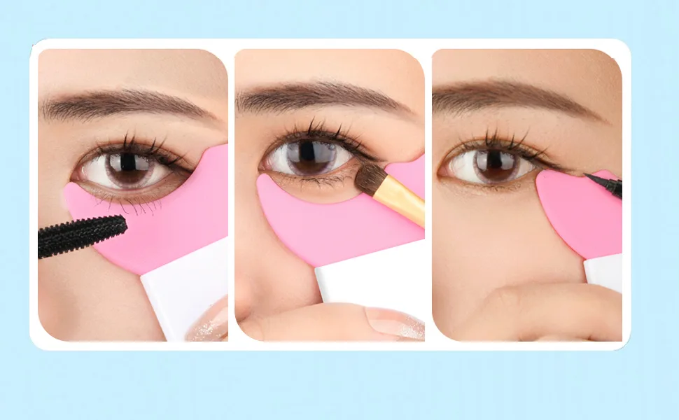 2PCS Mascara Eyelash Shield Applicator Guard Tool Multifunction Eyelash Eyeshadow Auxiliary Guard Pads Silicone Reusable Quick Eye Makeup Tool (Blue) - Mascara Eyelash Shield Applicator Guard Tool