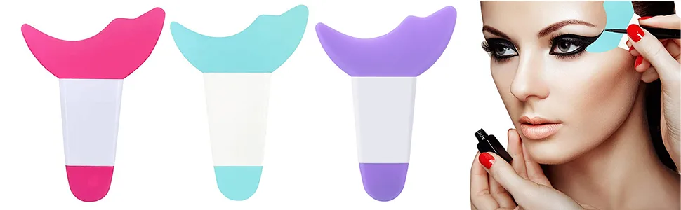 2PCS Mascara Eyelash Shield Applicator Guard Tool Multifunction Eyelash Eyeshadow Auxiliary Guard Pads Silicone Reusable Quick Eye Makeup Tool (Blue) - Mascara Eyelash Shield Applicator Guard Tool