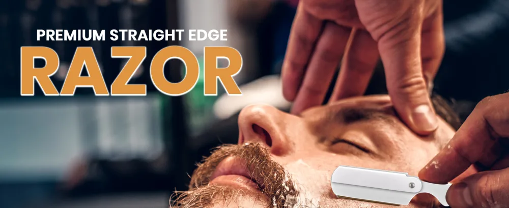 Utopia Care Professional Barber Straight Edge Razor Safety with 100-Pack Lord Blades - 100 Percent Stainless Steel (white) - razor