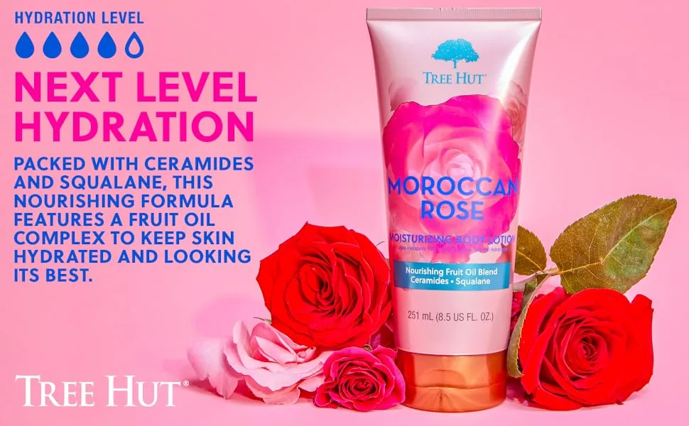 Tree Hut Moroccan Rose Moisturizing Body Lotion 8.5 fl oz Amber 8.5 Fl Oz (Pack of 1) - Tree Hut Moisturizing body lotion Moroccan Rose