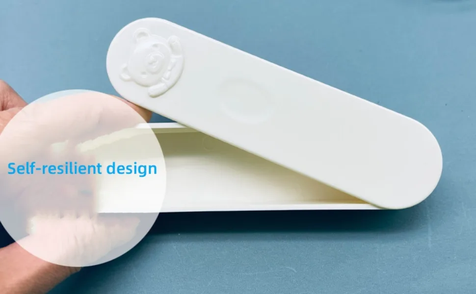Zerodis Cotton Swab Box Cartoon Bear Pattern Mini Travel Swab Case Unique Keepsake Trinket Box with Cover for Home Office(White) - Cotton Swab Container