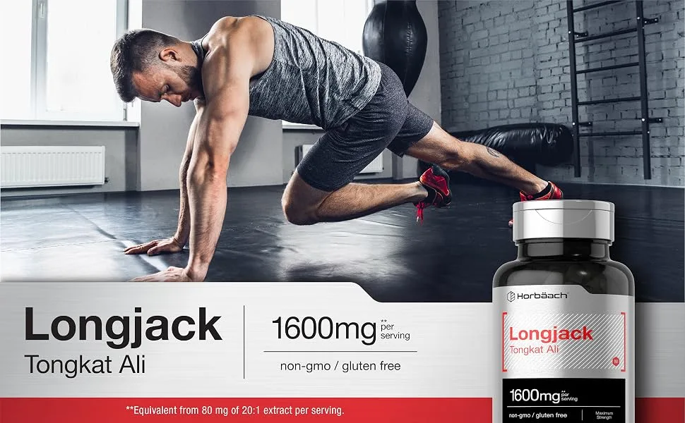 Longjack Tongkat Ali 1600 mg | 120 Capsules | Longifolia Root Extract Powder | Testosterone Formula | Non-GMO, Gluten Free | by Horbaach - LongJack