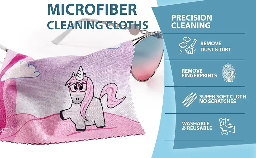 10 Pack Cute Unicorn Microfiber Cleaning Cloth Multicolors for Cleaning Lens Sunglasses Eyeglasses and - Unicorn