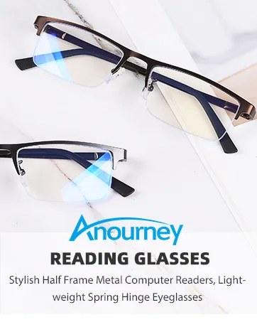 3-Pack Reading Glasses for Men Lightweight Metal Half Frame Blue Light Blocking Computer Readers Stylish Filter UV Ray/Computer Glare with Spring Hinge Eyeglasses(3PCS Black +1.0) 3 Pack(black) 1.0 x - anourney reading glasses