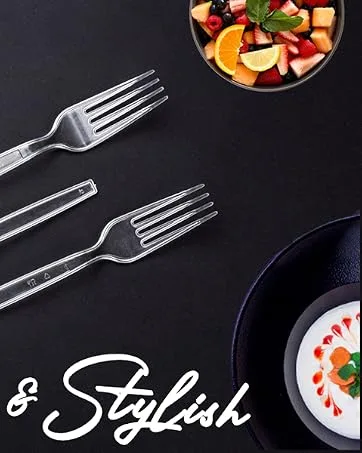 Lonezo 150 Count Plastic Forks Heavy Duty - Clear Forks Plastic Disposable 150 Count Clear Forks - Forks