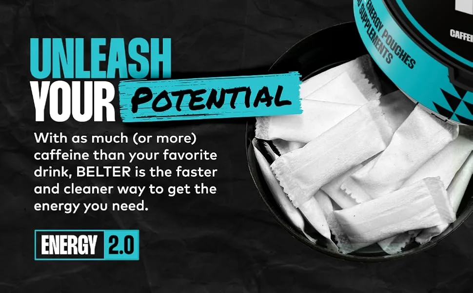 BELTER - Fresh Mint - Caffeine Pouches - 15 Count - Fast-Acting - Zero-Calorie Energy Boost - 80mg Caffeine Per Pouch - Ideal for Sports Gym Gaming & Work - Unleash your potential