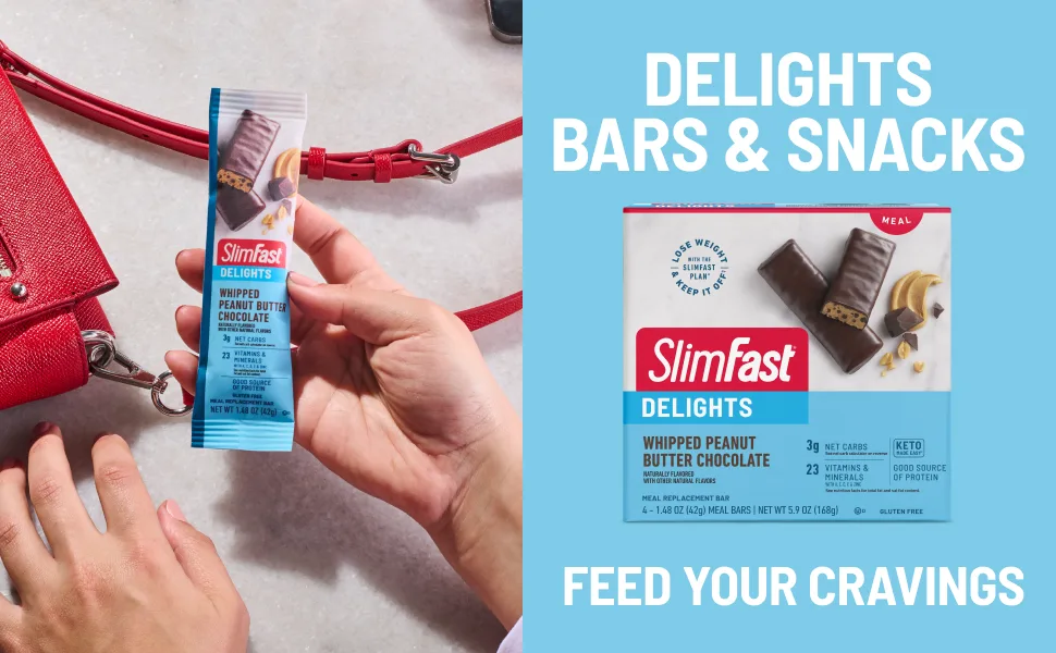 SlimFast Delights Peanut Butter Chocolate Snack Cup 10 Count Cups Peanut Butter Chocolate 10 Count (Pack of 1) - SlimFast, SF, Delight, Cups, Bars, Snack, Keto, Protein Bar