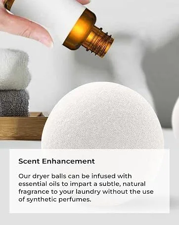 Wool Dryer Balls by LUXURY ESSENTIALS: 4-Pack Premium Natural Fabric Softener for Sustainable Laundry Care and Enhanced Softness - essential oils