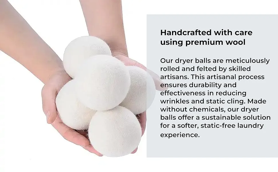 Wool Dryer Balls by LUXURY ESSENTIALS: 4-Pack Premium Natural Fabric Softener for Sustainable Laundry Care and Enhanced Softness - hand made 2