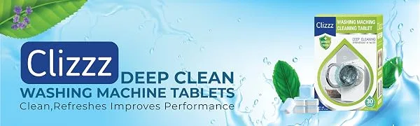 Washing Machine Cleaner Descaler 30 pack Deep Cleaning Tablets For HE Front Loader & Top Load Washer Septic Safe Eco-Friendly Deodorizer Clean Inside Drum And Laundry Tub Seal 12 Month Supply - Clizzz