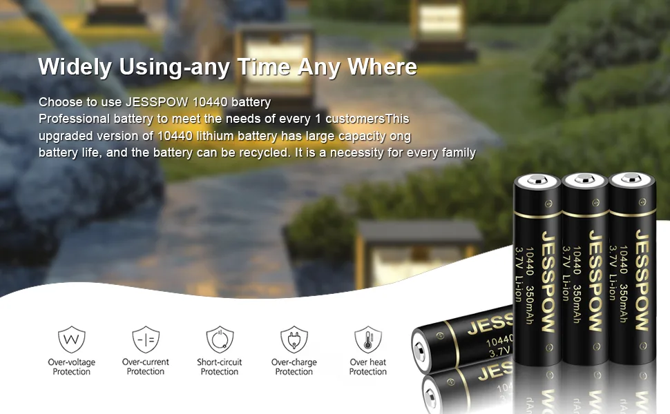 10440 Rechargeable Battery 10440 Li-ion Rechargeable Batteries 3.7V 350mAh for LED Flashlight Torch 4 Pack - 10440 Battery