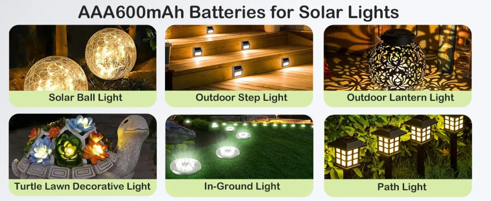 AAA 1.2v Ni-MH Rechargeable Batteries Triple A 600mAh 1.2V Low Self-Discharge Solar Battery for Outdoor Solar Lights Solar String Light (AAA 600mAh -12pack) AAA 600mAh 12Pack - aa 600mAh