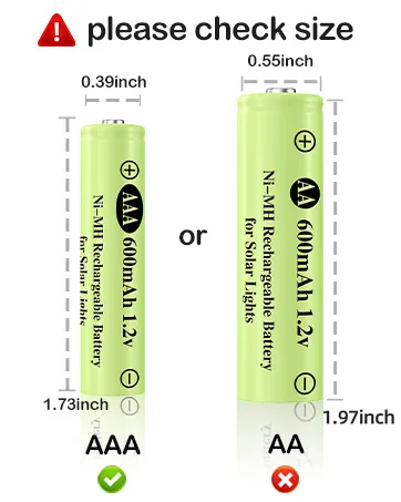 AAA 1.2v Ni-MH Rechargeable Batteries Triple A 600mAh 1.2V Low Self-Discharge Solar Battery for Outdoor Solar Lights Solar String Light (AAA 600mAh -12pack) AAA 600mAh 12Pack - aaa600