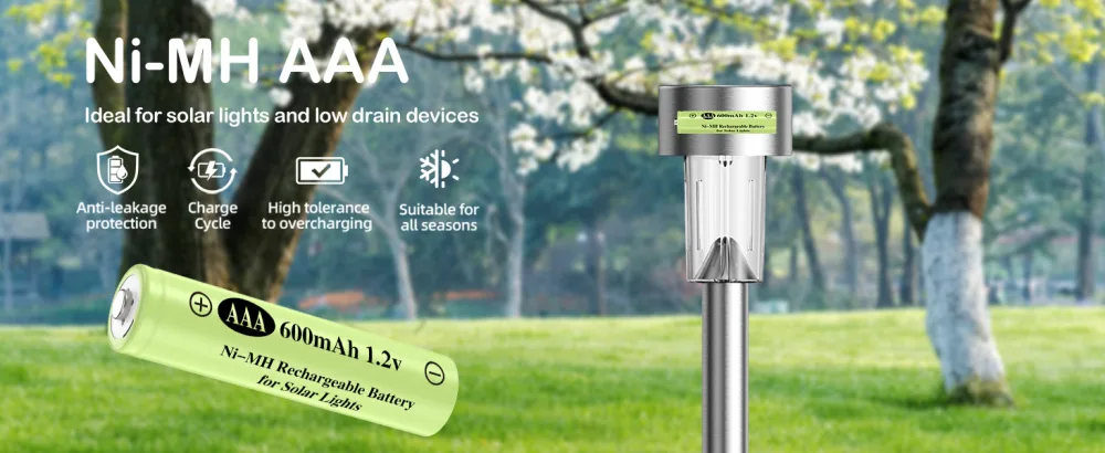 AAA 1.2v Ni-MH Rechargeable Batteries Triple A 600mAh 1.2V Low Self-Discharge Solar Battery for Outdoor Solar Lights Solar String Light (AAA 600mAh -12pack) AAA 600mAh 12Pack - AAA600mAh solar battery